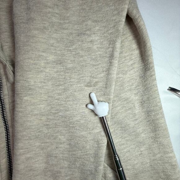 True Religion Gold Logo Full Zip Hoodie Sweatshirt Light Heather Oatmeal Size M - Picture 11 of 15